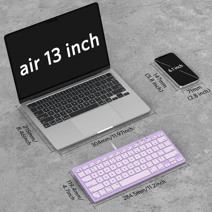 Quiet Scissor Switch Wired Keyboard for Mac, USB-A/Type-C, Purple