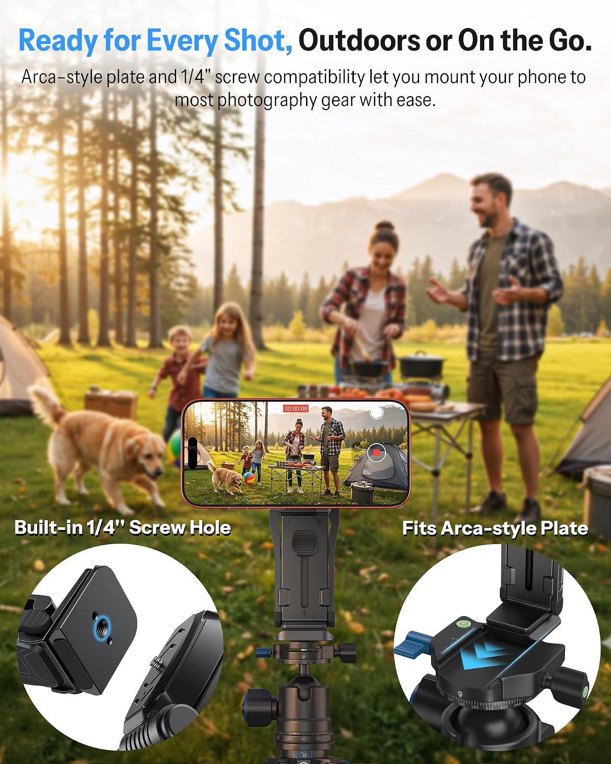 TP02-Pro 5 in 1 Magnetic Phone Holder for Vlogging Essentials, Black