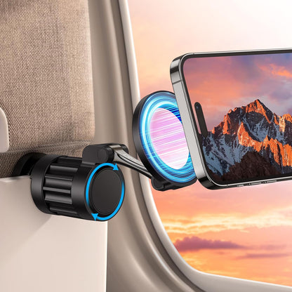 360°Rotating Magnetic Airplane Phone Holder Mount, for Magsafe Airplane Travel Essentials Accessories, Adjustable Foldable Universal Handsfree Phone Stand for iPhone 17 16 15 14 Pro Max Air