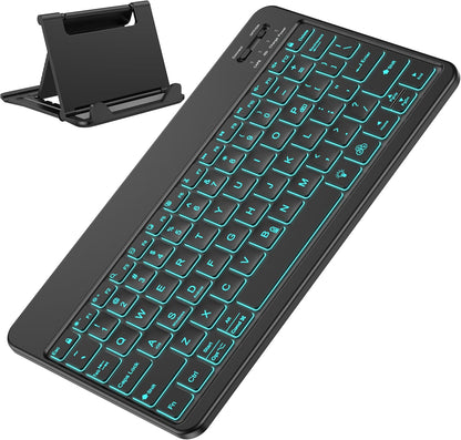 Bluetooth Tablet Keyboard Rechargeable with Backlit, Oversize Keycap