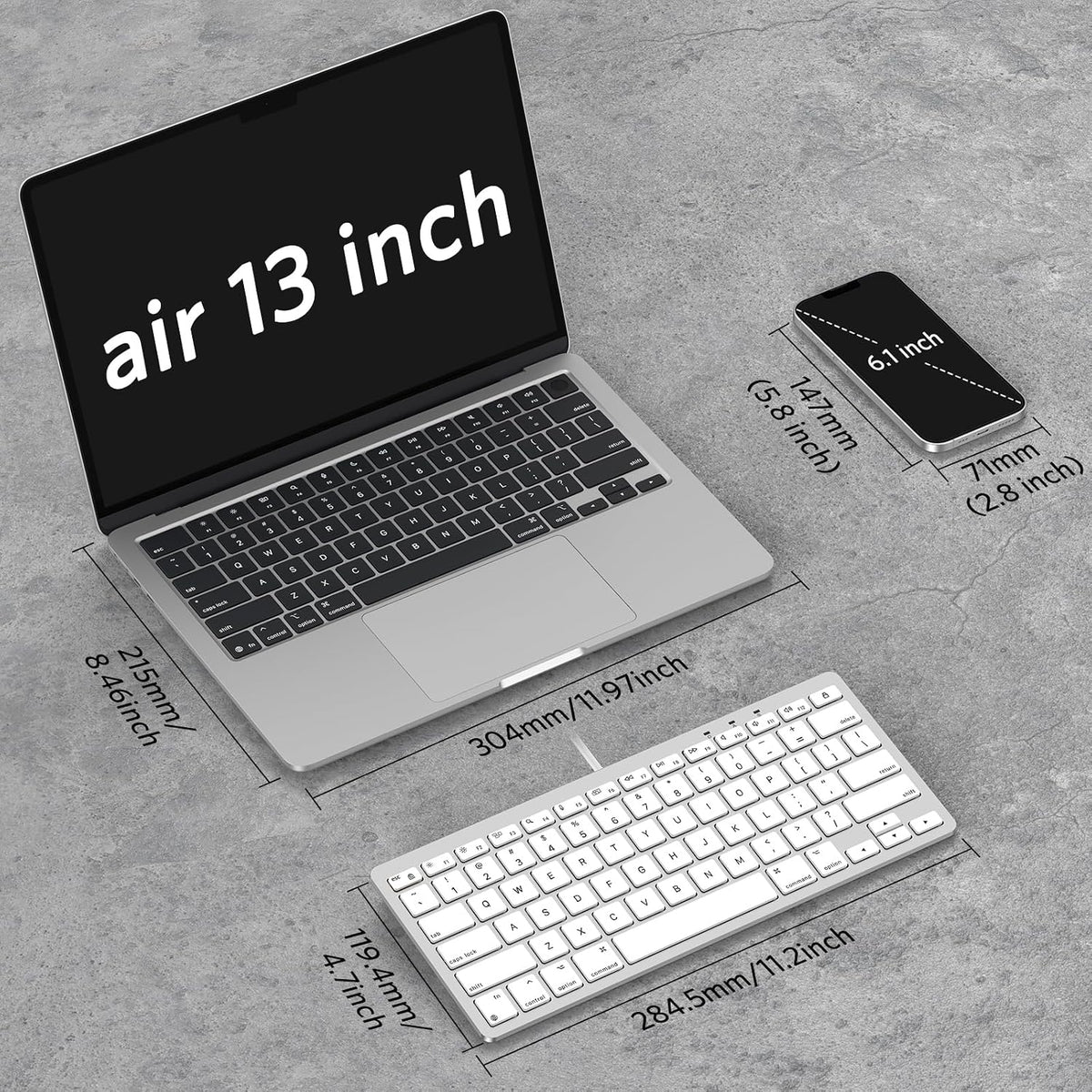 Wired Keyboard for Mac, Compact 78-Key, USB-C/A Plug & Play, White