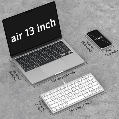 Wired Keyboard for Mac, Compact 78-Key, USB-C/A Plug & Play, White