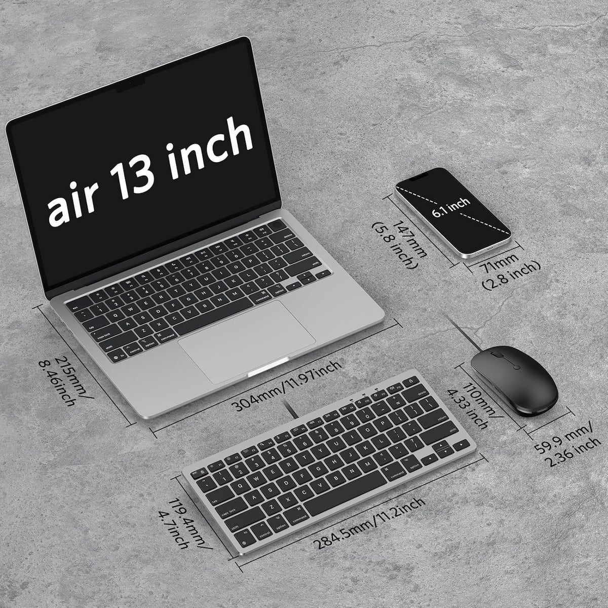 Wired Keyboard and Mouse for Mac, Compact Layout