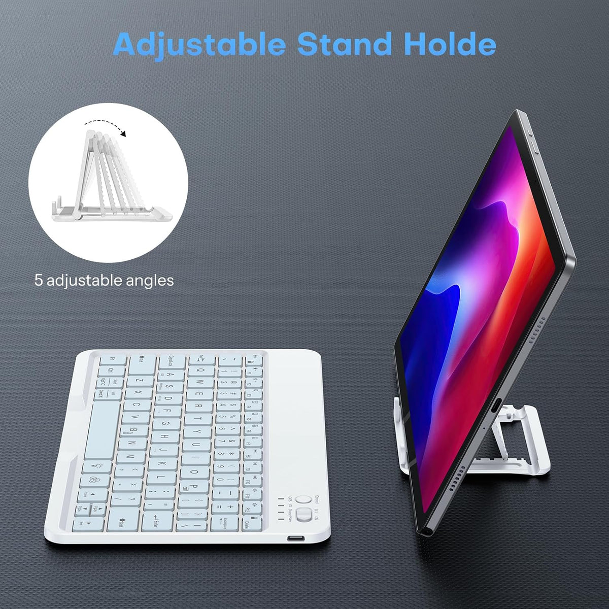 Bluetooth Tablet Keyboard Rechargeable with Backlit, Oversize Keycap