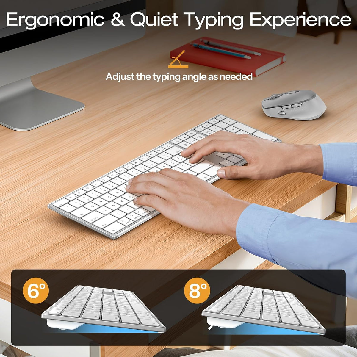 Wireless Keyboard and Mouse Combo for Mac, Full-Size Metal Frame