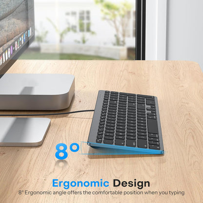USB-A & USB C Dual Interface Wired Keyboard for Mac/iMac/MacBook