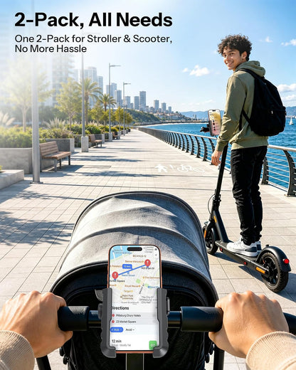 BK01 Anti-Vibration Bike Phone Mount, Quick Lock for Riders 2 Packs