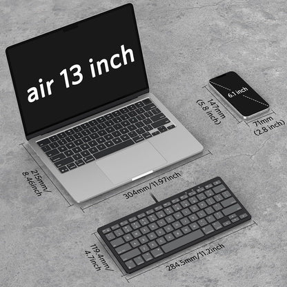 Wired Only Keyboard for Mac, 78 Keys Compact, USB-A/Type-C, Graphite