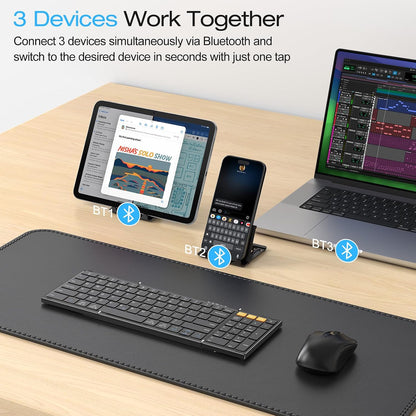 Foldable Keyboard for Travel, Full Size with Number Pad, Black