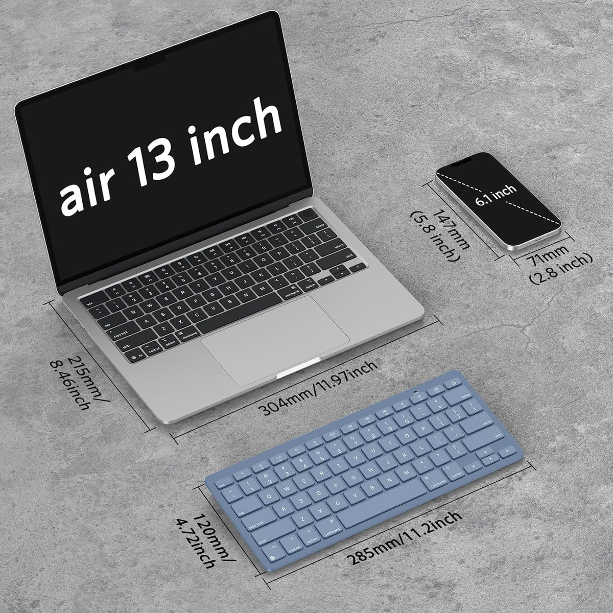 Wireless Keyboard for Mac, Bluetooth Stable, No Numpad, Travel Size