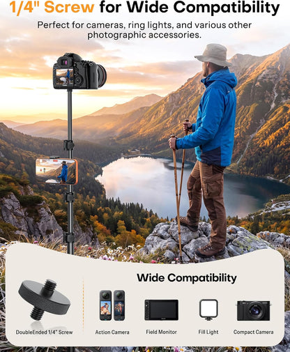 65" Tablet Floor Stand Tripod for iPad with Remote, 360°Phone Holder