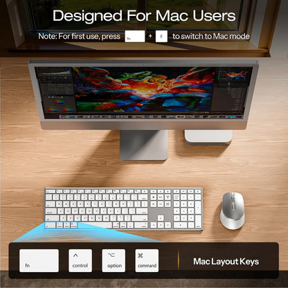Wireless Keyboard and Mouse Combo for Mac, Full-Size Metal Frame