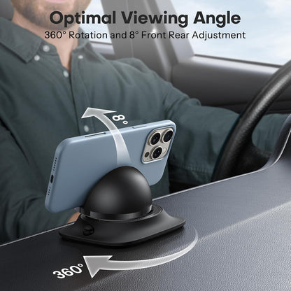 360°Rotating Car Phone Holder Mount, Adjustable Spring Dashboard Cell Phone Holder, Front Rear Adjustable Phone Holders for Your Car for iPhone 17 Pro Max Air, All Smartphones- Black