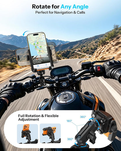 Bike Phone Holder Extended Arm, Anti-Shake Camera-Friendly Mount