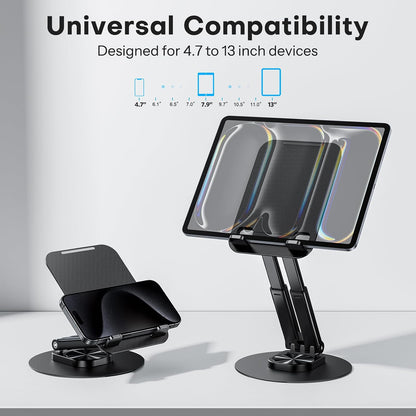 Tablet Stand for iPad, Adjustable Tablet Holder for Desk, Portable Monitor Stand Compatible with 4-15.6" Tablets Kindle Such as iPad Pro 11, 10.2, 13, Air/Mini