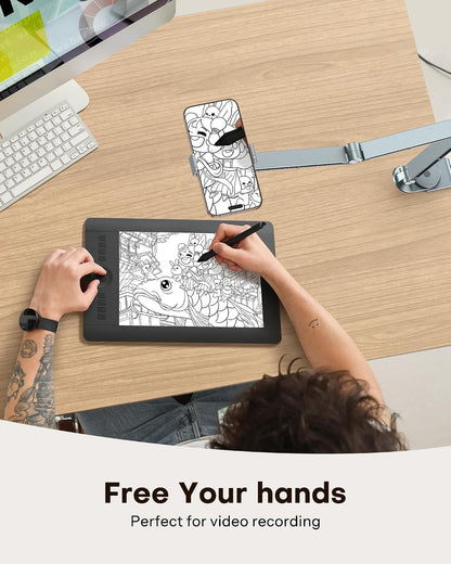 GH03 Tablet Holder with 2 ABS Clamps, Aluminum Long Arm Mount, Grey