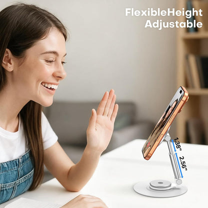 MS05 [Height Adjustable] 360° Magnetic Phone Stand, Silver White