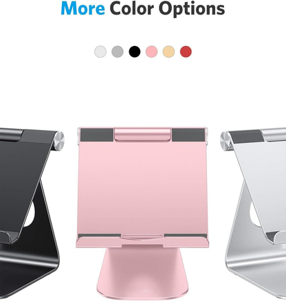 T1 Adjustable Tablet Stand for Desk, Aluminum Holder Rose Gold