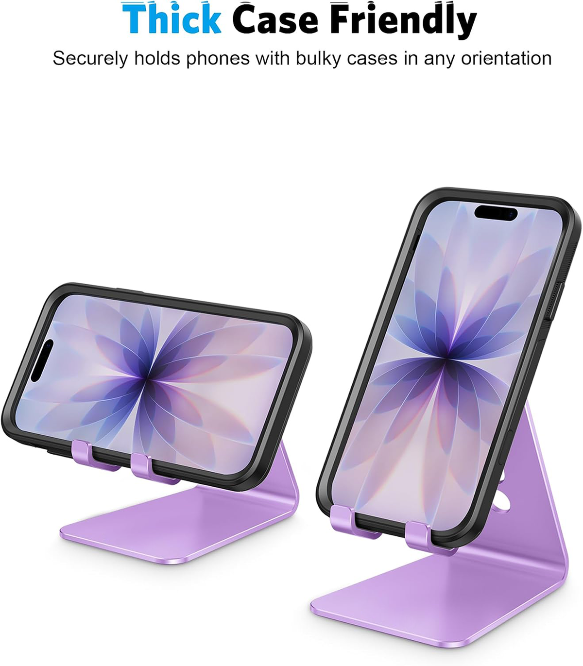C2 Adjustable Aluminum Cell Phone Stand with Charging Cutout, Purple