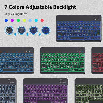 Large Print Bluetooth Keyboard for iPad & Tablets, Backlit, Black