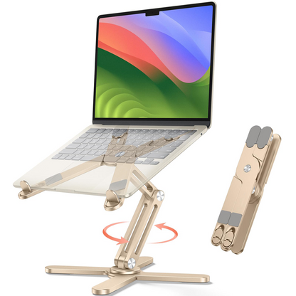 LA10 360° Rotating Laptop Stand Riser Foldable for Desk, Gold