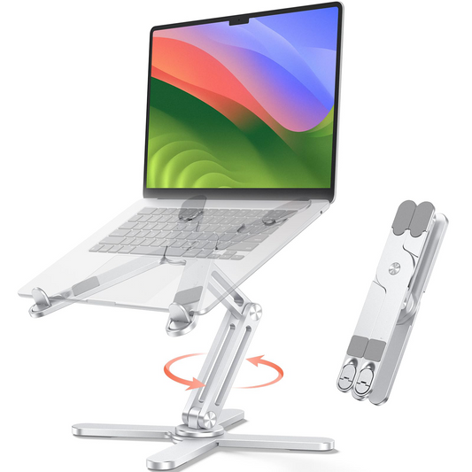 LA10 360° Rotating Laptop Stand Riser Foldable for Desk, Silver