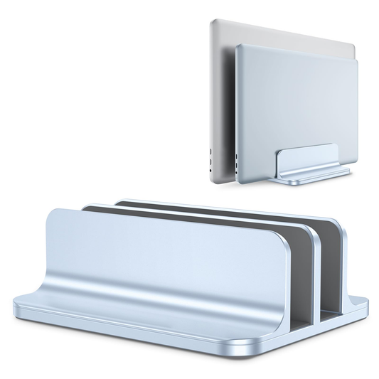 Dual Vertical Desk Laptop Stand Holder, Fits MacBook Air, Sky Blue