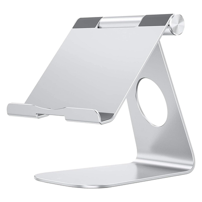 T1 Adjustable Tablet Stand for Desk, Aluminum Holder for iPad Silver