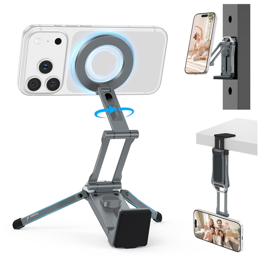 TP02 360°Rotating Adjustable Aluminum for MagSafe Tripod Mount, Gray