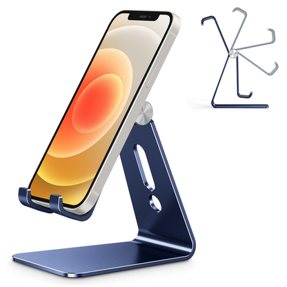 C2 Adjustable Cell Phone Stand with Charging Cutout, Navy Blue