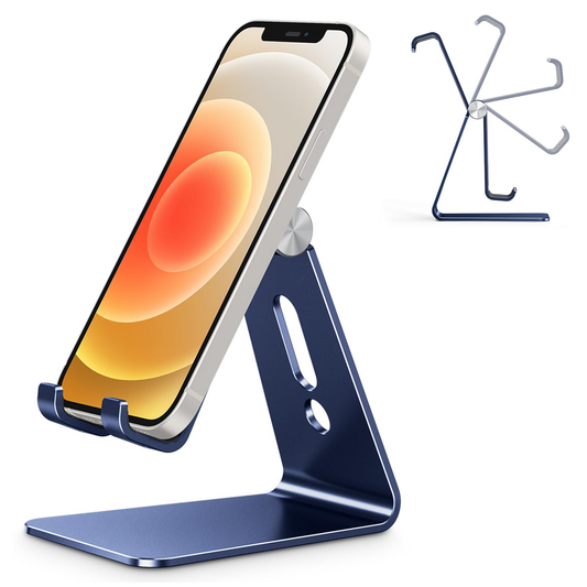 C2 Adjustable Cell Phone Stand with Charging Cutout, Navy Blue