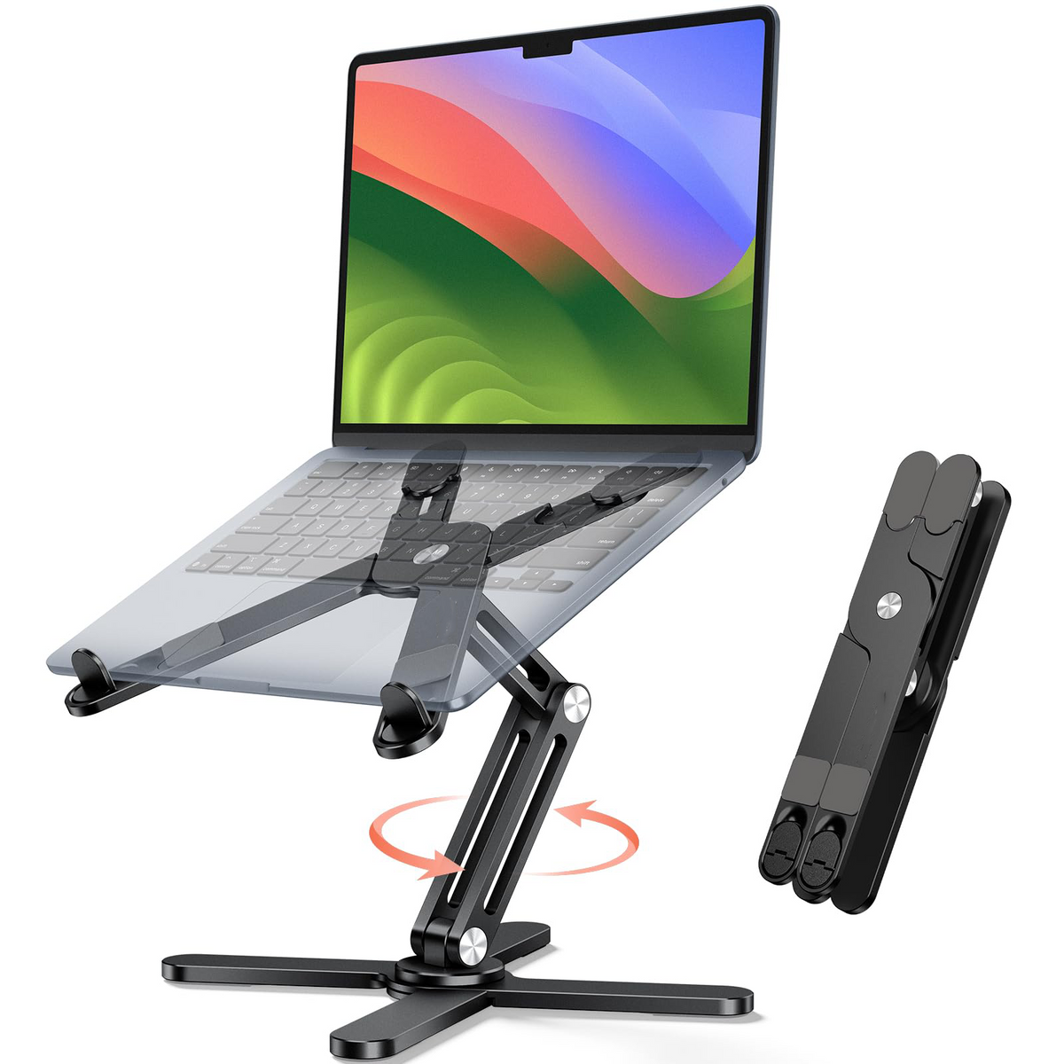 LA10 360° Rotating Laptop Stand Riser Foldable for Desk, Black