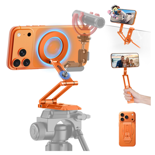 TP06-E [3-Adjust] Sturdy Magnetic Phone Tripod for iPhone 17 Pro Max, Orange