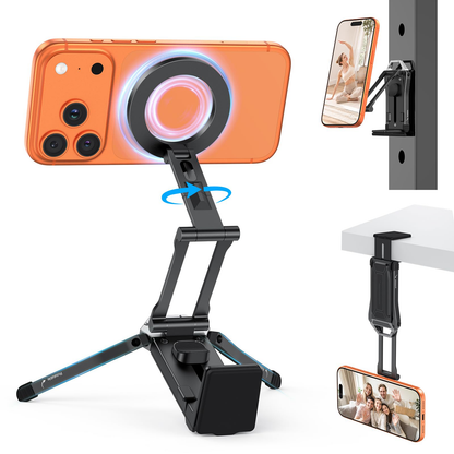 TP02 Magnetic Phone Tripod for MagSafe, 360° Pivot, Clamp & Stand
