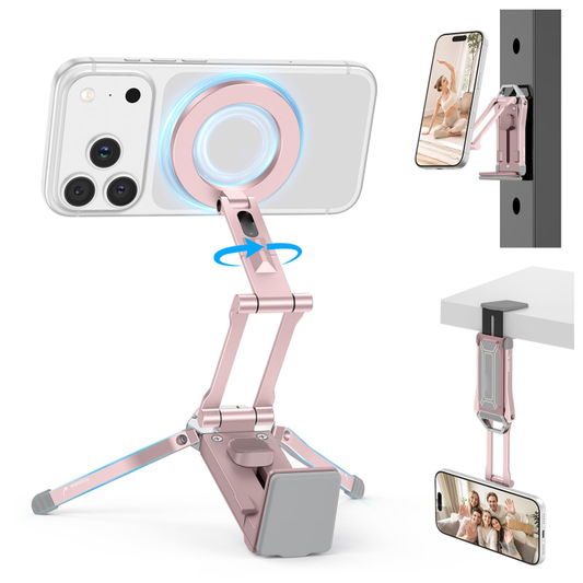 TP02 360°Rotating Adjustable Aluminum for MagSafe Tripod, Pink