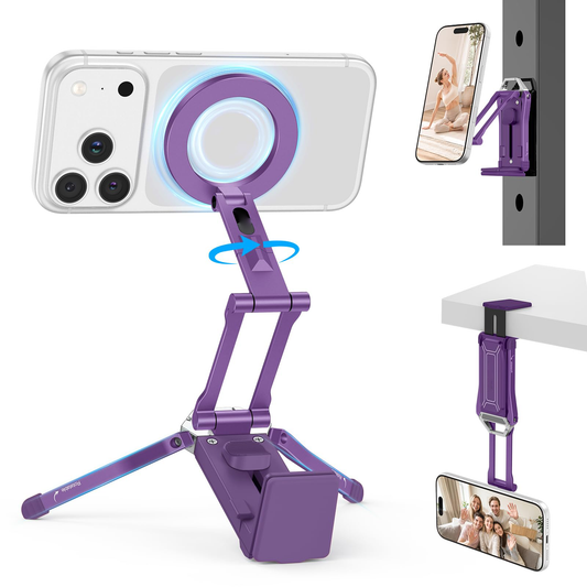TP02 360°Rotating Adjustable Aluminum for MagSafe Tripod, Deep Purple