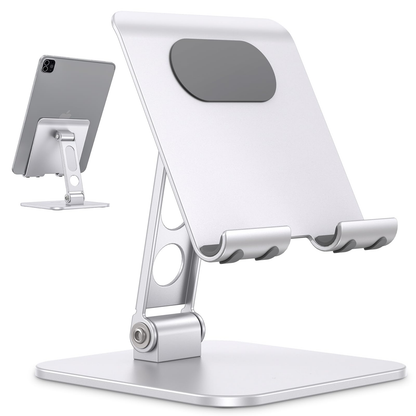 T5 Foldable Tablet Stand, Heavy Adjustable Holder for iPad, Silver