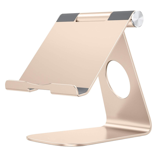 T1 Adjustable Tablet Stand for Desk, Aluminum Holder for iPad Gold