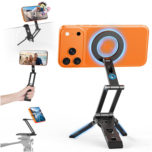 TP06-E [3-Adjust] Sturdy Compact Magnetic Phone Tripod for iPhone 18, Black