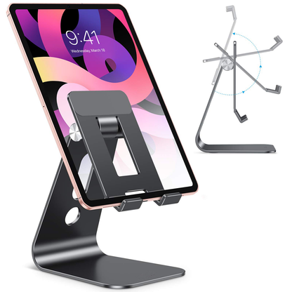 T2 Tablet Stand for Desk, Aluminum Holder for iPad Pro/Air, Black