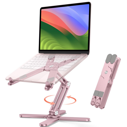 LA10 360° Rotating Laptop Stand Riser Foldable for Desk, Pink