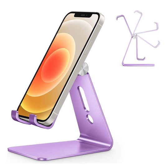 C2 Adjustable Aluminum Cell Phone Stand with Charging Cutout, Purple
