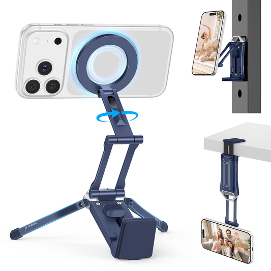 TP02 360°Rotating Adjustable Aluminum for MagSafe Tripod, Navy Blue