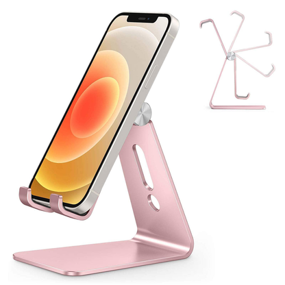 C2 Adjustable Aluminum Cell Phone Stand with Charging Cutout, Rose Gold