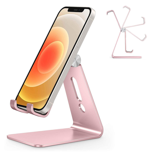 C2 Adjustable Aluminum Cell Phone Stand with Charging Cutout, Rose Gold