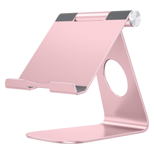 T1 Adjustable Tablet Stand for Desk, Aluminum Holder Rose Gold