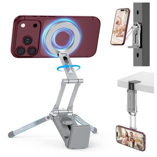 TP02 360°Rotating Adjustable Aluminum for MagSafe Tripod, Silver