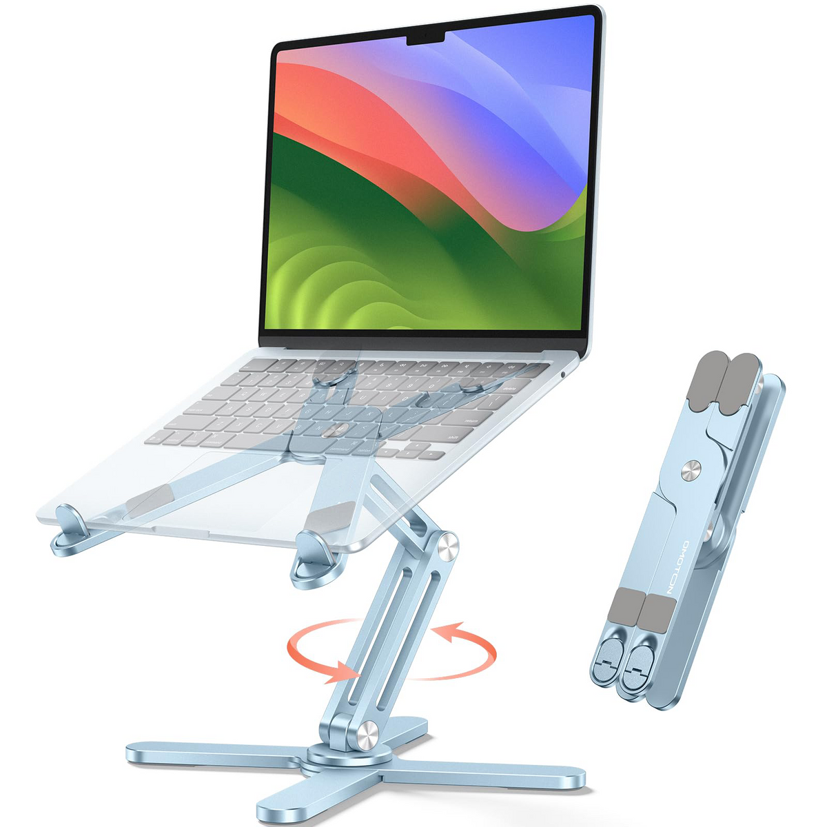 LA10 360° Rotating Laptop Stand Riser Foldable for Desk, Sky Blue