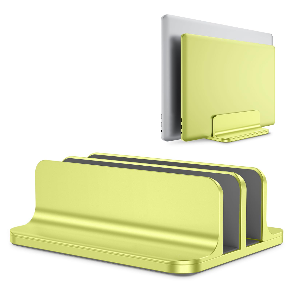 Dual Vertical Desk Laptop Stand Holder, Fits MacBook Air/Pro, Citron