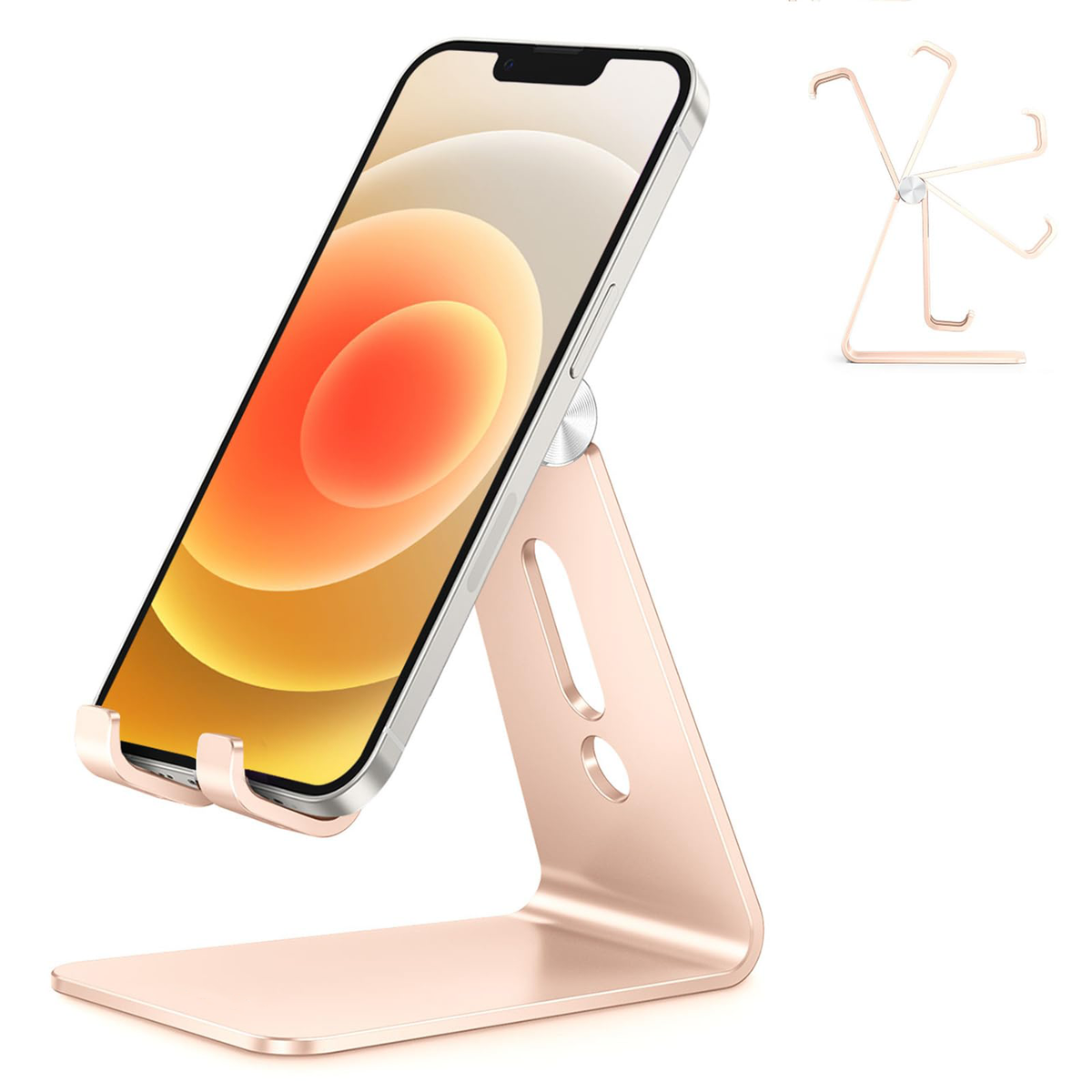 C2 Adjustable Aluminum Cell Phone Stand with Charging Cutout, Gold